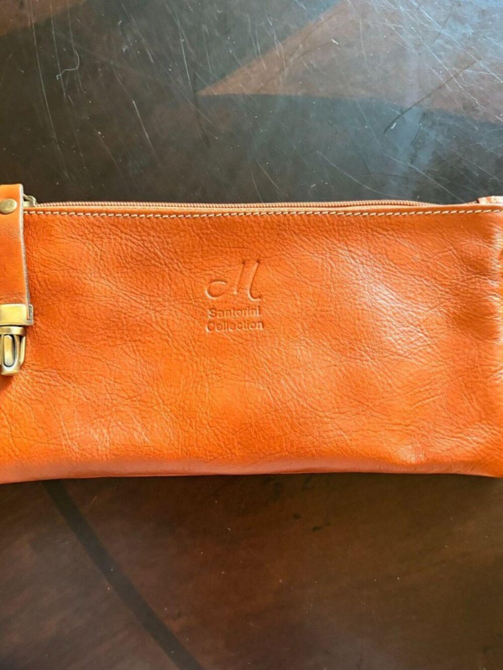 Santorini Collection Burnt Orange Leather Clutch